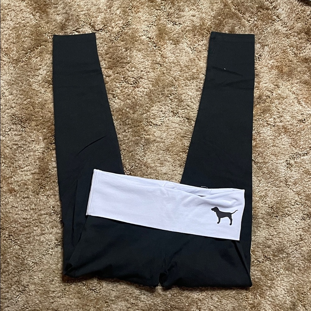 PINK YOGA Victoria’s Secret Black Y2K Fold Over Legging Size XS